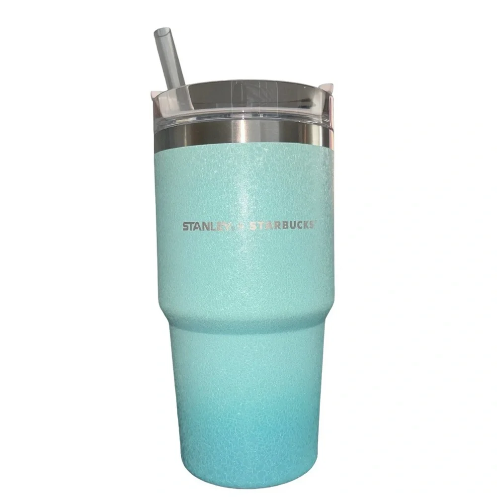 Starbucks Stanley Blue Tumbler china gradient icicle new collab ice crack straw